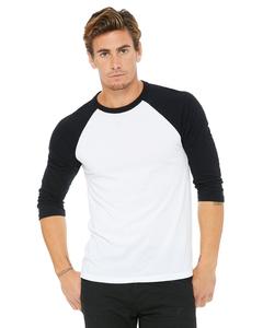 Bella+Canvas 3200 - Unisex 3/4-Sleeve Baseball T-Shirt Blanco / Negro