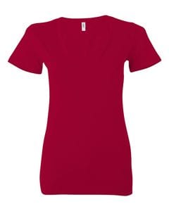 Bella+Canvas B6035 - Ladies Jersey Short-Sleeve Deep V-Neck T-Shirt Roja