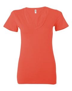 Bella+Canvas B6035 - Ladies Jersey Short-Sleeve Deep V-Neck T-Shirt Coral