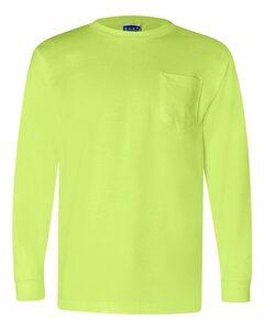 Bayside 3055 - Union-Made Long Sleeve T-Shirt with a Pocket Lime Green