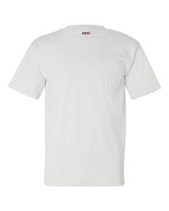 Bayside 7100 - USA-Made Short Sleeve T-Shirt with a Pocket Blanca