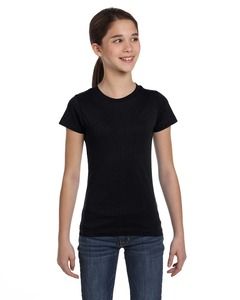 LAT 2616 - Girls' Fine Jersey Longer Length T-Shirt Negro