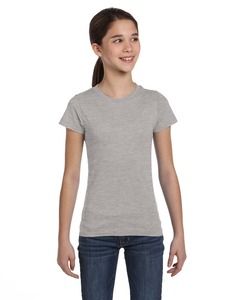 LAT 2616 - Girls' Fine Jersey Longer Length T-Shirt Heather