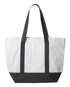 Liberty Bags 7006 - Bay View Zipper Tote White/ Black