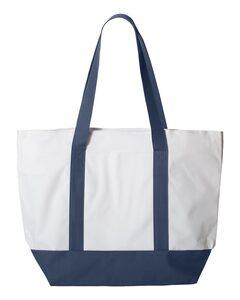 Liberty Bags 7006 - Bay View Zipper Tote White/ Navy