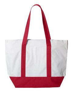 Liberty Bags 7006 - Bay View Zipper Tote White/ Red