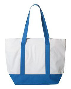 Liberty Bags 7006 - Bay View Zipper Tote White/ Royal