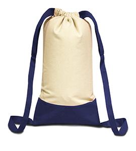 Liberty Bags 8876 - Bolsa de lona de algodón con cordón y parte inferior con contraste de color Natural/ Navy