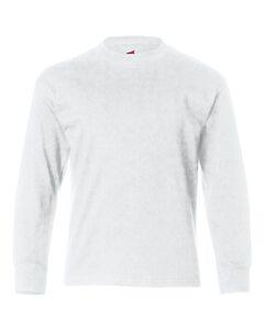 Hanes 5546 - Youth Tagless® Long Sleeve T-Shirt Blanca