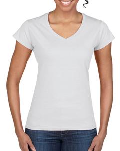 Gildan G64VL - Softstyle® Ladies 4.5 oz. Junior Fit V-Neck T-Shirt Blanca