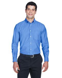 Harriton M600 - Men's Long-Sleeve Oxford with Stain-Release Francés Azul