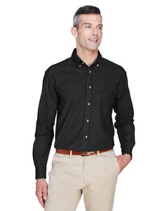 Harriton M550 - Men's 6.5 oz. Long-Sleeve Denim Shirt Bañada Negro