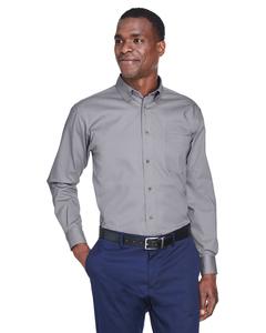 Harriton M500 - Men's Easy Blend Long-Sleeve Twill Shirt with Stain-Release Gris Oscuro