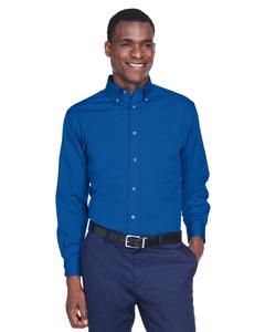 Harriton M500 - Men's Easy Blend Long-Sleeve Twill Shirt with Stain-Release Francés Azul