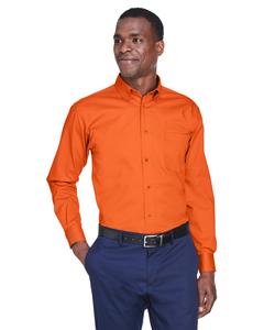 Harriton M500 - Men's Easy Blend Long-Sleeve Twill Shirt with Stain-Release Equipo Naranja