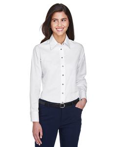 Harriton M500W - Ladies Easy Blend Long-Sleeve Twill Shirt with Stain-Release Blanca