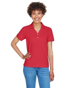 Devon & Jones D100W - Ladies Pima Piqué Short-Sleeve Y-Collar Polo Roja