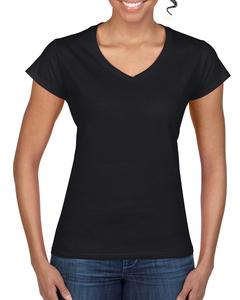 Gildan G64VL - Softstyle® Ladies 4.5 oz. Junior Fit V-Neck T-Shirt Negro