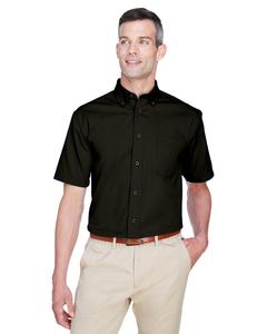 Harriton M500S - Men's Easy Blend Short-Sleeve Twill Shirt with Stain-Release Negro