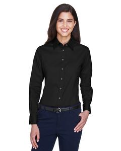 Harriton M500W - Ladies Easy Blend Long-Sleeve Twill Shirt with Stain-Release