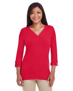 Devon & Jones DP186W - Ladies Perfect Fit  Y-Placket Convertible Sleeve Knit Top Roja
