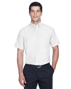 Harriton M600S - Men's Short-Sleeve Oxford with Stain-Release Blanca