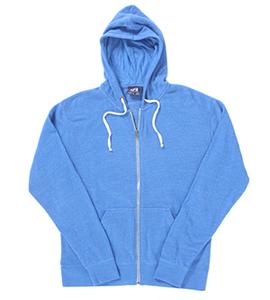 J. America J8872 - Adult Tri-Blend Fleece Full-Zip Hood Cool Royal Tri-Blend