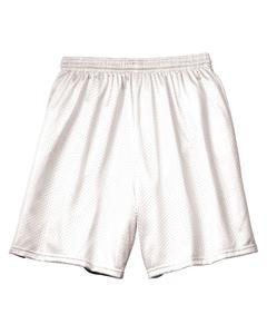 A4 N5293 - Shorts de malla de tricot con forro de entrepierna de 7" para adultos  Blanca