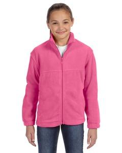 Harriton M990Y - Youth 8 oz. Full-Zip Fleece Charity Pink