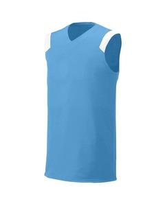 A4 N2340 - Adult Moisture Management V Neck Muscle Shirt Lt Blue/White