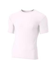 A4 N3130 - Shorts Sleeve Compression Crew Shirt Blanca
