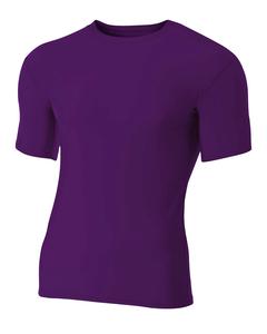 A4 N3130 - Shorts Sleeve Compression Crew Shirt Púrpura