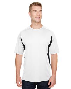 A4 N3181 - Men's Cooling Performance Color Blocked Shorts Sleeve Crew Shirt Blanco / Negro