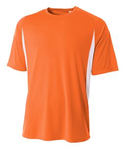 A4 N3181 - Men's Cooling Performance Color Blocked Shorts Sleeve Crew Shirt Orange/White