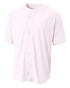 A4 N4184 - Shorts Sleeve Full Button Baseball Top Blanca