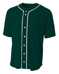 A4 N4184 - Shorts Sleeve Full Button Baseball Top Bosque Verde