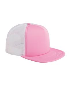 Big Accessories BX030 - 5-Panel Foam Front Trucker Cap Rosa / blanco