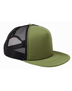 Big Accessories BX030 - 5-Panel Foam Front Trucker Cap Olive/Black