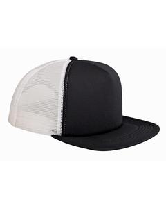 Big Accessories BX030 - 5-Panel Foam Front Trucker Cap Negro / Blanco