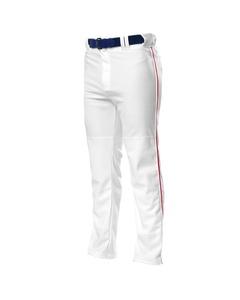 A4 N6162 - Pro Style Open Bottom Baggy Cut Baseball Pants White/Scarlet