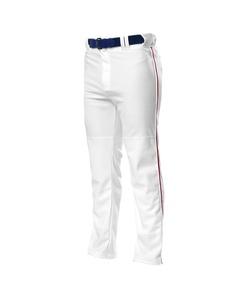 A4 N6162 - Pro Style Open Bottom Baggy Cut Baseball Pants White/Cardinal