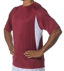 A4 NB3181 - Youth Cooling Performance Color Blocked Shorts Sleeve Crew Shirt Maroon/White