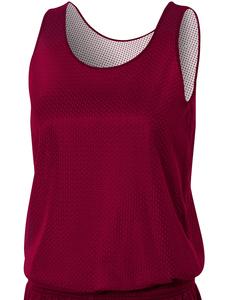 A4 NW1000 - Ladies Reversible Mesh Tank Top Maroon/White