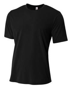 A4 N3264 - Men's Shorts Sleeve Spun Poly T-Shirt Negro