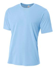 A4 N3264 - Men's Shorts Sleeve Spun Poly T-Shirt La luz azul