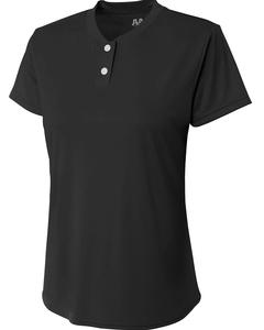A4 NG3143 - Girl's Tek 2-Button Henley Shirt Negro