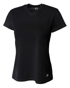 A4 NW3254 - Ladies Shorts Sleeve V-Neck Birds Eye Mesh T-Shirt