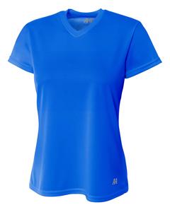 A4 NW3254 - Ladies Shorts Sleeve V-Neck Birds Eye Mesh T-Shirt Real