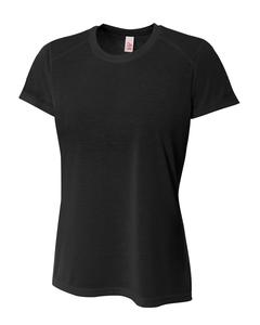 A4 NW3264 - Ladies Shorts Sleeve Spun Poly T-Shirt Negro