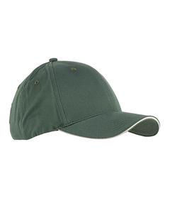 Big Accessories BX004 - 6-Panel Twill Sandwich Baseball Cap Olive/Stone